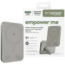 PanzerGlass - Empower by PanzerGlass MagSafe Tr&aring;dl&ouml;s Powerbank 5000mAh med Stativ - Titanium
