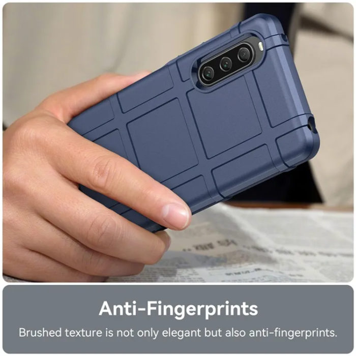 A-One Brand - Sony Xperia 10 V Mobilskal Rugged Square Grid - Blå