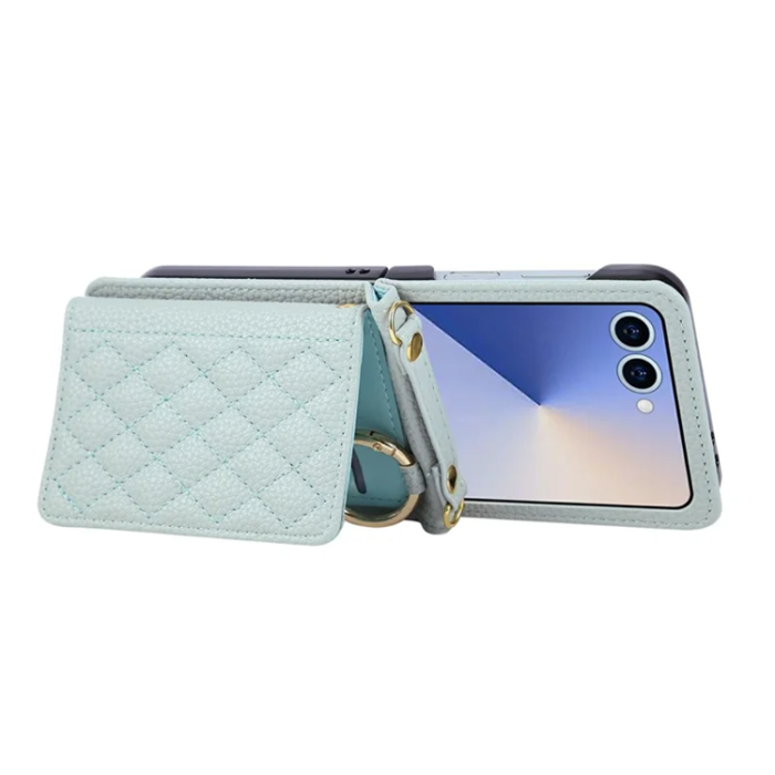 A-One Brand - Galaxy Z Flip 7 5G Mobilskal Korthållare Kickstand Rhombus - Blå