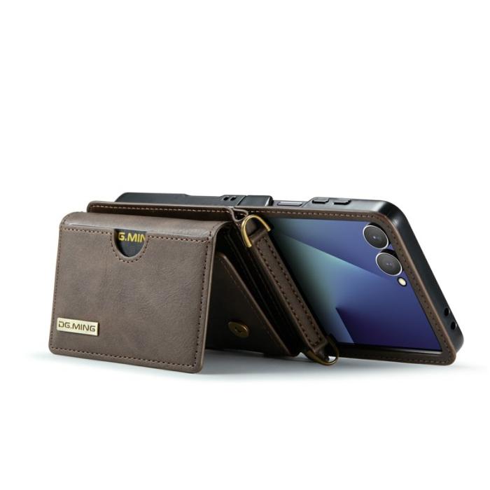 DG.MING - DG.MING M6 Series Samsung Galaxy Z Flip7 Konstläder Plånboksfodral - Brun