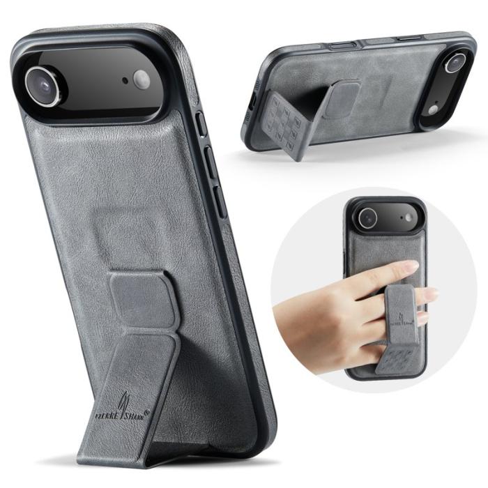FIERRE SHANN - FIERRE SHANN för iPhone Air Fodral Kickstand KonstLäder - Grå