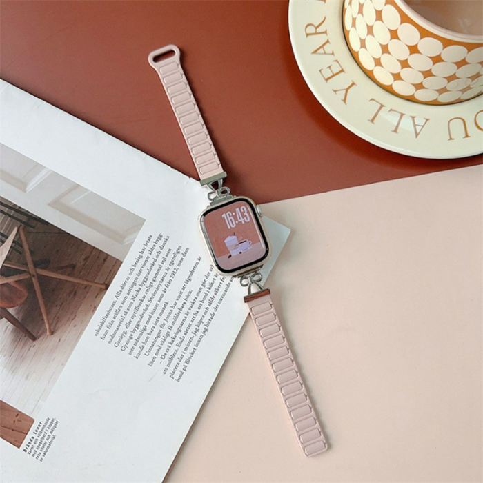 A-One Brand - Apple Watch 38/40/41/42mm Armband Magnetic Bowknot - Rosa/Grå