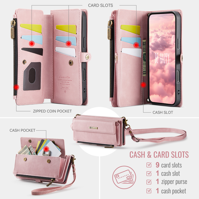 Caseme - CASEME iPhone Air Plånboksfodral Zipper RFID C39 - Rosa