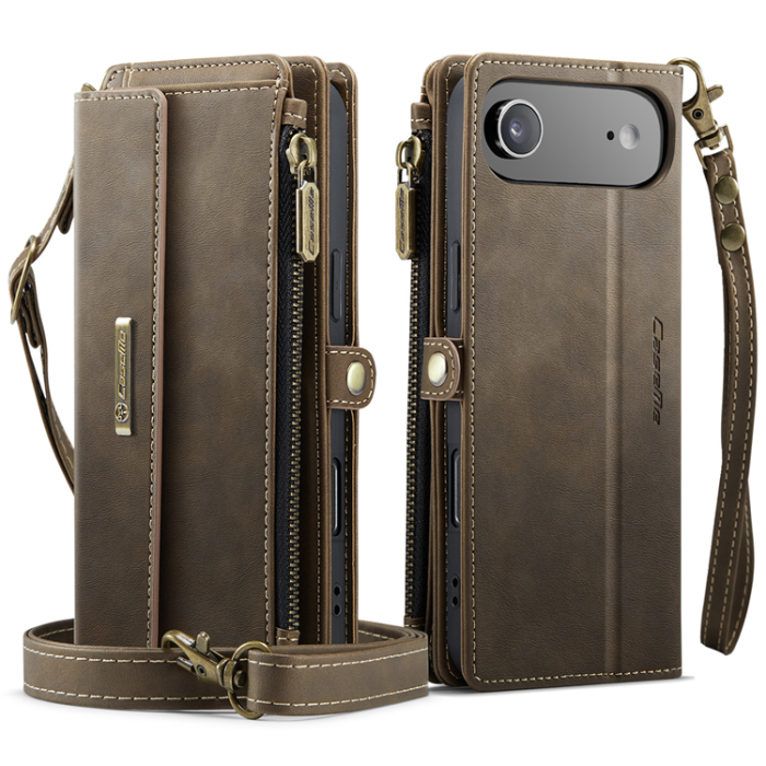 Caseme - CASEME iPhone Air Plånboksfodral Zipper RFID C39 - Brun