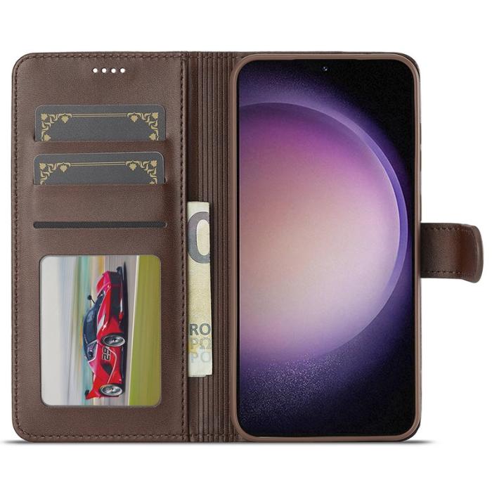 LC.imeeke - LC.IMEEKE Samsung Galaxy A56 5G Plånboksfodral Konstläder - Brun