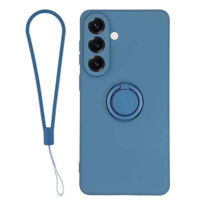 OEM - Mobilskal för Samsung Galaxy S26 Plus Silikon med Ring Kickstand - Midnattblå
