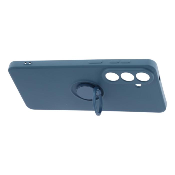OEM - Mobilskal för Samsung Galaxy S26 Plus Silikon med Ring Kickstand - Midnattblå