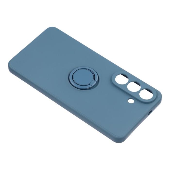 OEM - Mobilskal för Samsung Galaxy S26 Plus Silikon med Ring Kickstand - Midnattblå