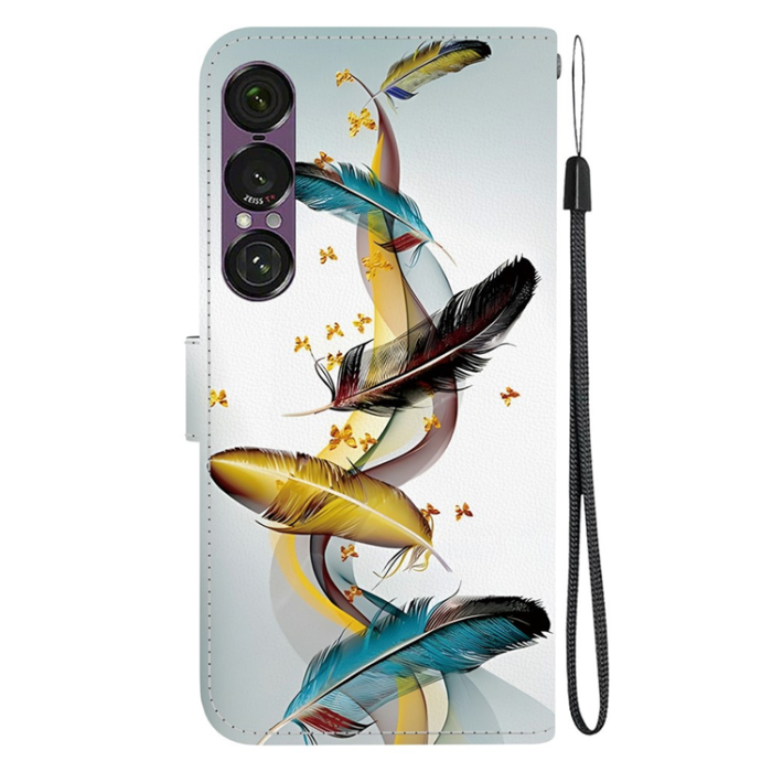 A-One Brand - Sony Xperia 1 VII Plånboksfodral med Lanyard Printing - Guld