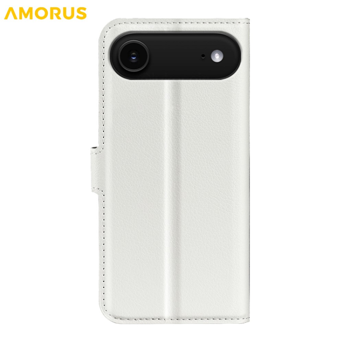 Amorus - AMORUS iPhone Air Plånboksfodral Flipstativ Litchi - Vit