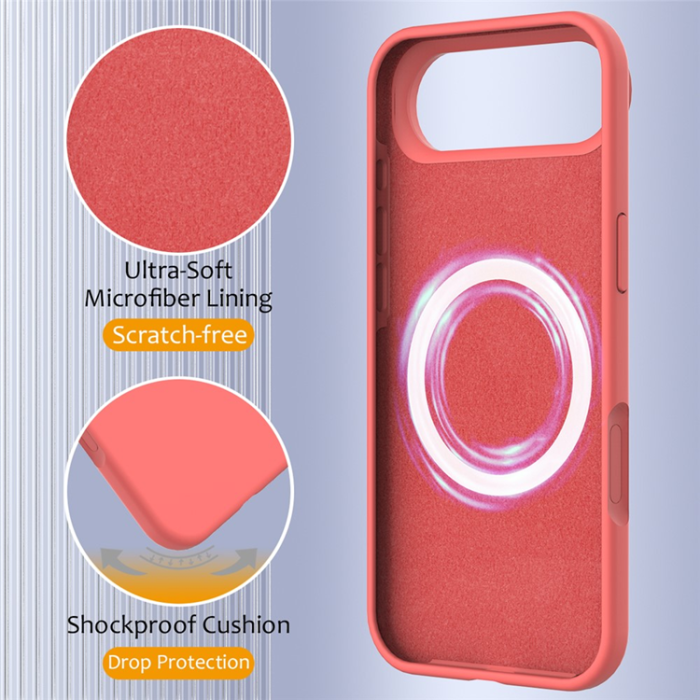 A-One Brand - iPhone 17 Air Mobilskal MagSafe Silikon Anti-Drop - Knallrosa