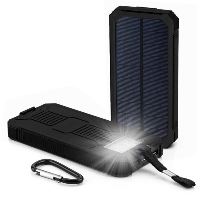 A-One Brand - 10000 mAh Outdoor Powerbank Solcellsladdare - Svart