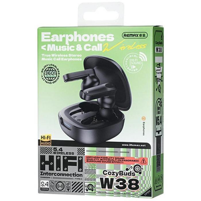 Remax - REMAX TWS In-Ear Hörlurar Bluetooth Cozybuds W38 - Svart