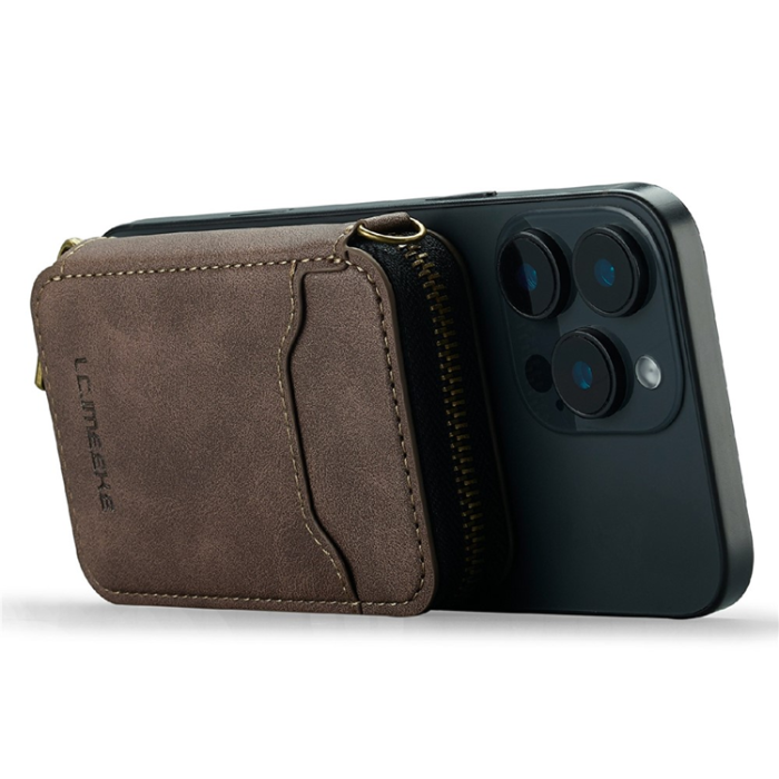 LC.imeeke - LC.IMEEKE Magsafe Korthållare L6 Zipper RFID Blocking - Coffee