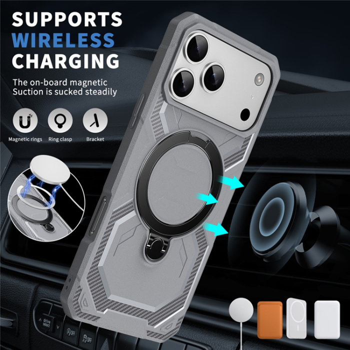 A-One Brand - iPhone 17 Pro Mobilskal MagSafe Kickstand TPU + PC - Grå