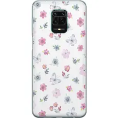 Gustaf - Mobilskal till Xiaomi Redmi Note 9 Pro med Blommor och fj&auml;rillar
