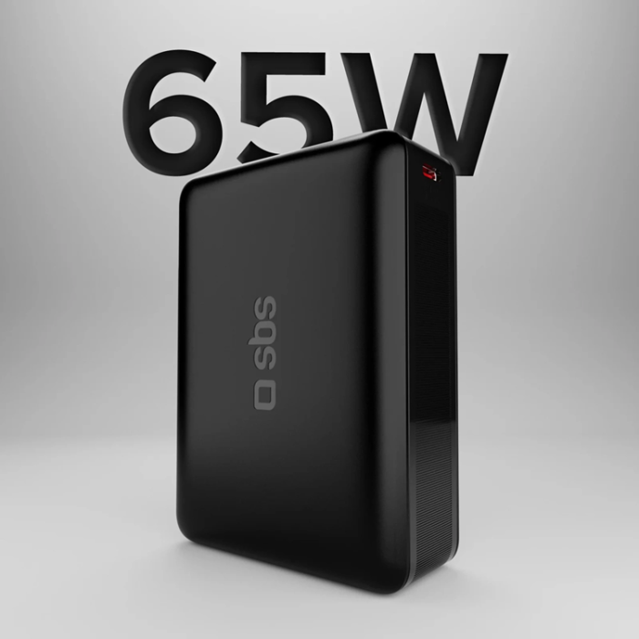 SBS - SBS Powerbank 20000mAh 65W USB-C- USB-A PD AFC - Svart
