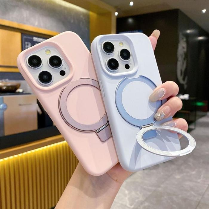 A-One Brand - Mobilskal för iPhone 15 Pro Max MagSafe Liquid Silikon Kickstand - Armégrön