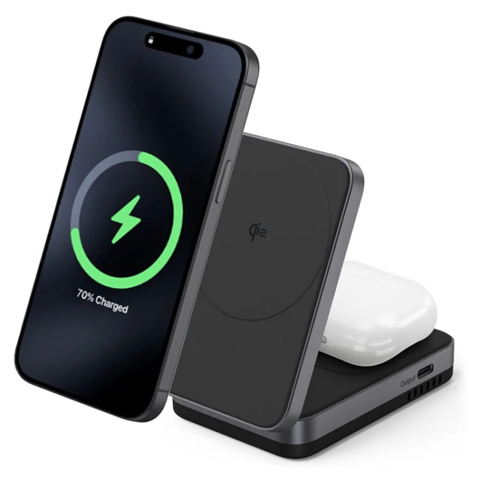 OEM - Qi2 MagSafe Trådlös Laddare iPhone, Airpods 15W YF-M29 - Svart