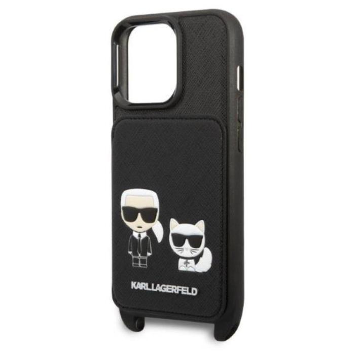 UTGATT5 - Karl Lagerfeld iPhone 13 Pro Max Halsbandsskal Saffiano Karl&Choupette Embossed
