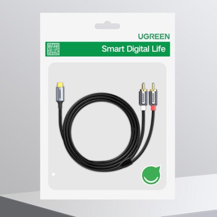 Ugreen - Ugreen Audio Kabel USB-C Hane 2RCA Hane 1.5m - Grå
