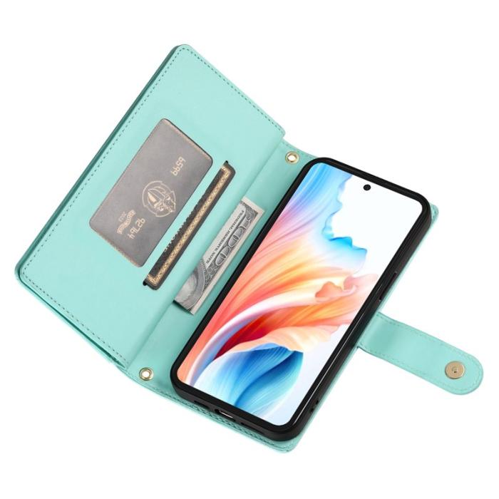 OEM - Samsung Galaxy S26 Fodral Dragkedja Äkta Läder - Mintgrön