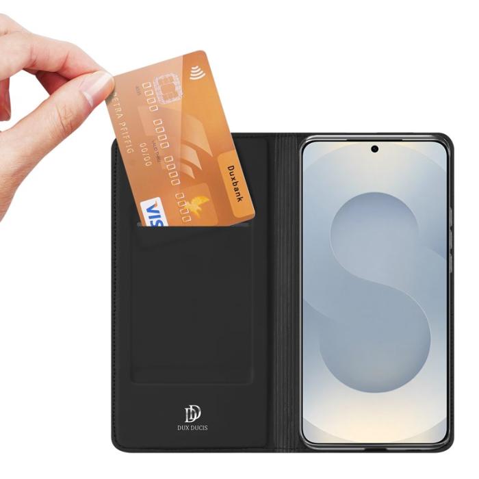 Dux Ducis - DUX DUCIS Mobilskal till Samsung Galaxy S26 Plus Äkta Läder Ställ- Svart