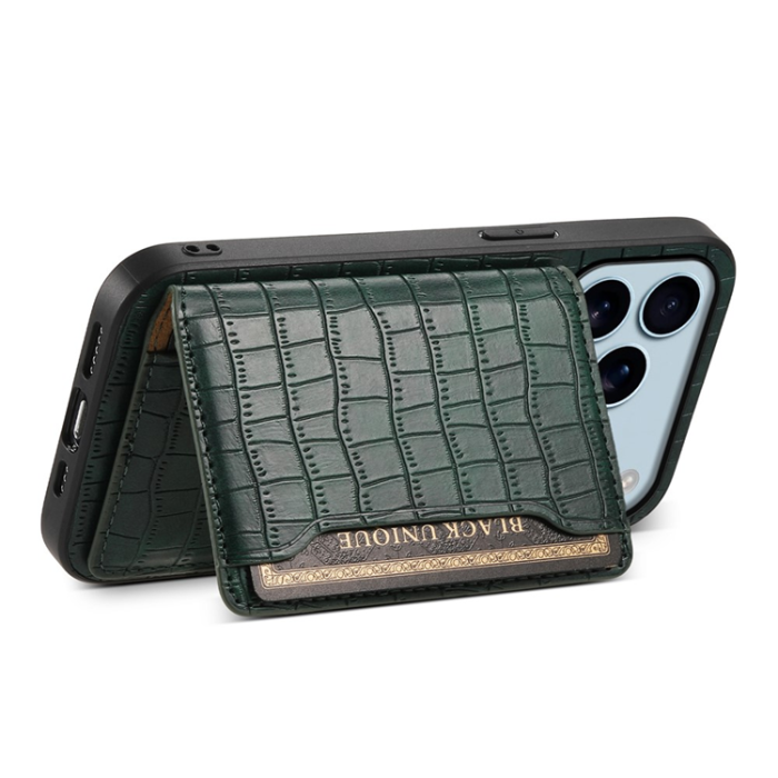 A-One Brand - iPhone 17 Pro Mobilskal Korthållare Crocodile - Grön