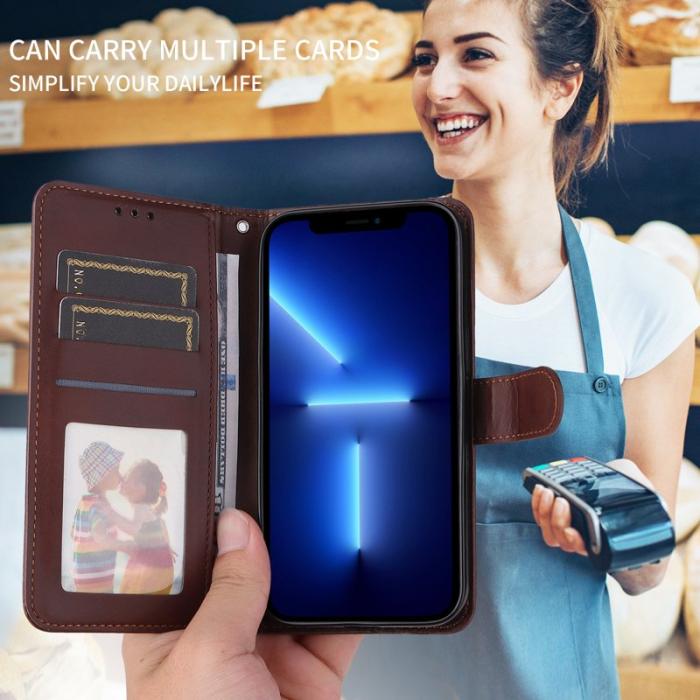 OEM - Samsung Galaxy S26 Plus Plånboksfodral Konstläder Folio Flip - Brun