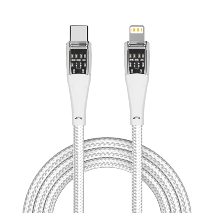 QUALO - QUALO USB-C - till Lightning Kabel 1.5m 2.4A Transparent nylon