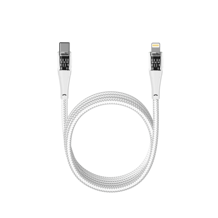 QUALO - QUALO USB-C - till Lightning Kabel 1.5m 2.4A Transparent nylon