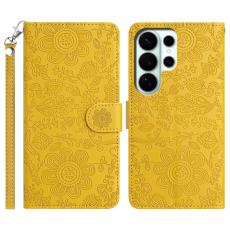 OEM - Samsung Galaxy S26 Ultra Pl&aring;nboksfodral Blomm&ouml;nster Konstl&auml;der Flip - Gul