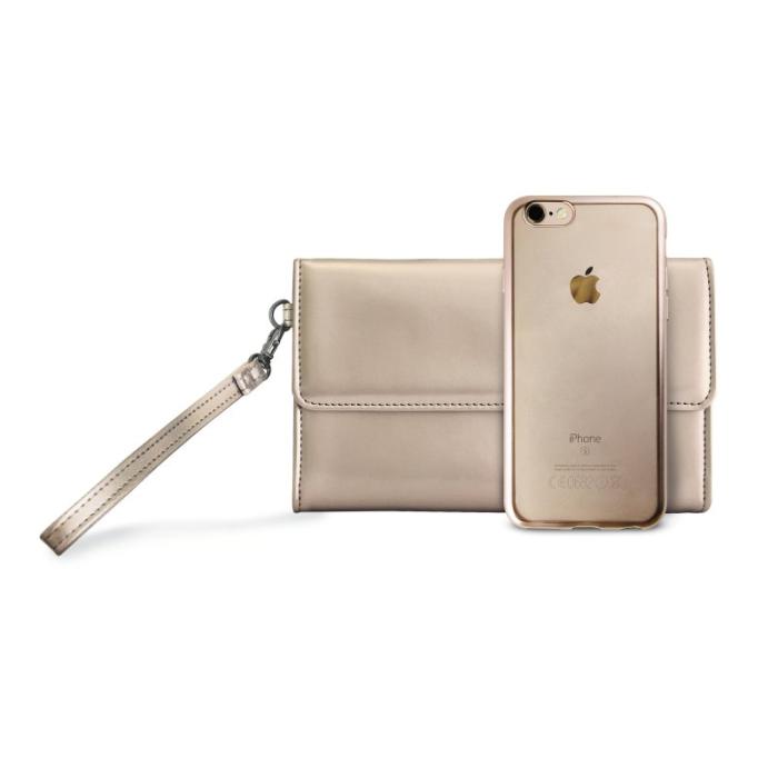 UTGATT5 - Puro Pochette och Satin Cover till iPhone 8/7 - Guld