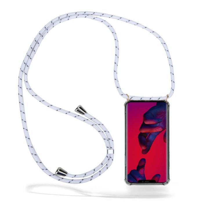 UTGATT1 - Boom Huawei Mate 20 Pro mobilhalsband skal - White Stripes Cord