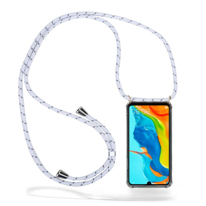UTGATT1 - Boom Huawei P30 Lite mobilhalsband skal - White Stripes Cord