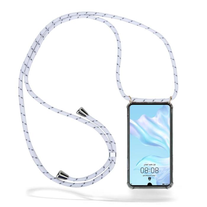 UTGATT1 - Boom Huawei P30 mobilhalsband skal - White Stripes Cord
