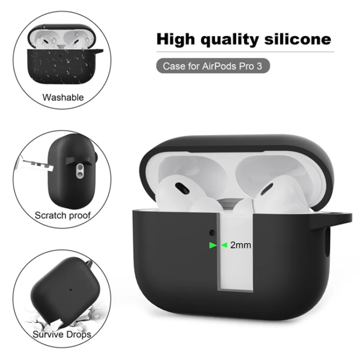 A-One Brand - Airpods Pro 3 Skal Silikon med Karbinhake - Mörkröd