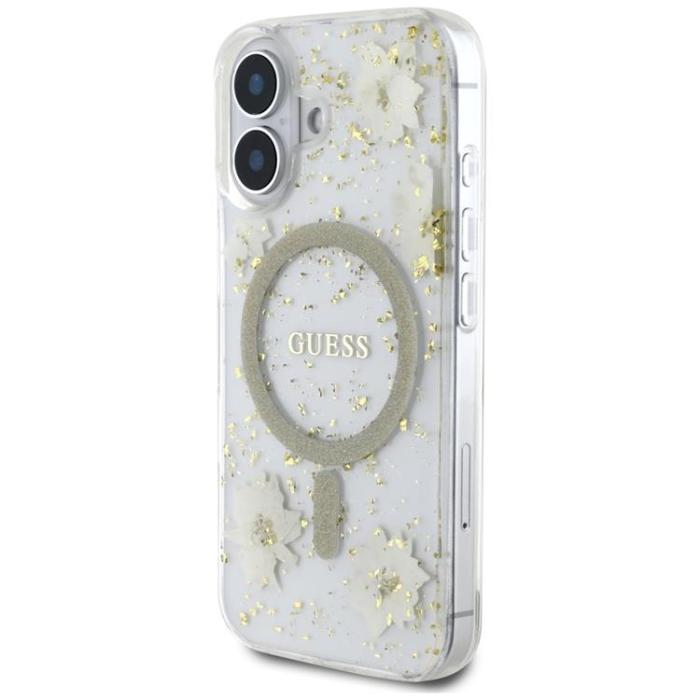 Guess - Guess iPhone 16 Mobilskal MagSafe Resin Flowers - Beige