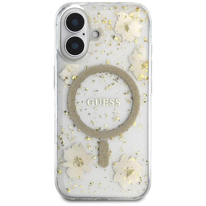 Guess - Guess iPhone 16 Mobilskal MagSafe Resin Flowers - Beige