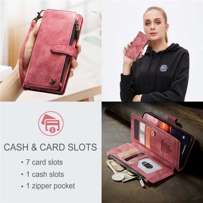 Caseme - CASEME iPhone 15 Plus Plånboksfodral C30 Zipper - Röd