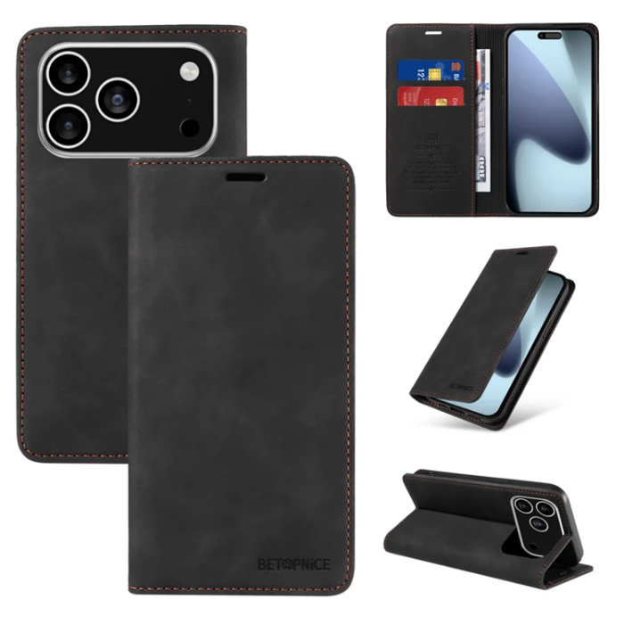 BETOPNICE - Betopnice iPhone 17 Pro Max Plånboksfodral Magnetic RFID Blocking - Svart