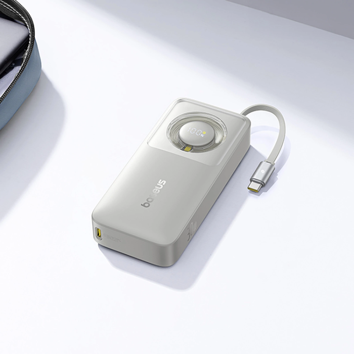 BASEUS - Baseus Powerbank 10000mAh 30W USB-C Kabel Free2Pull - Grå