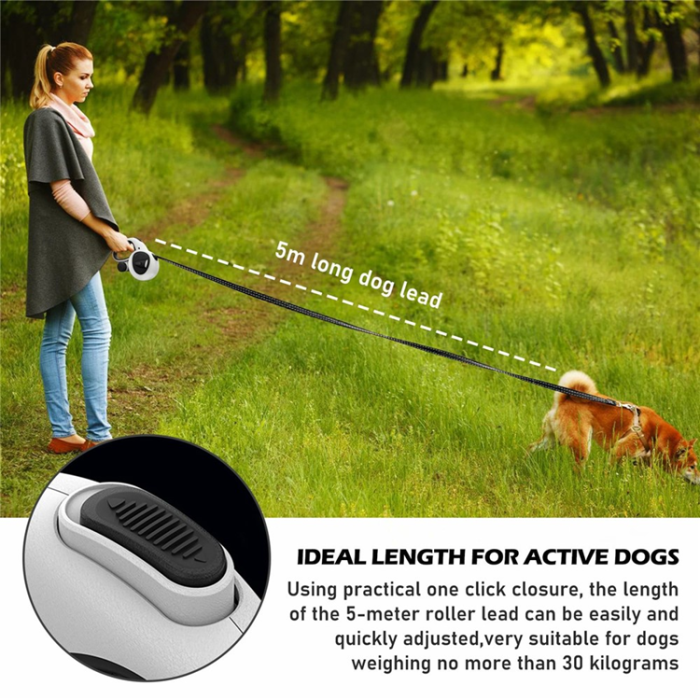 OEM - Automatiskt Indragbart Koppel för Hund/Husdjur, 5m med LED Lampa