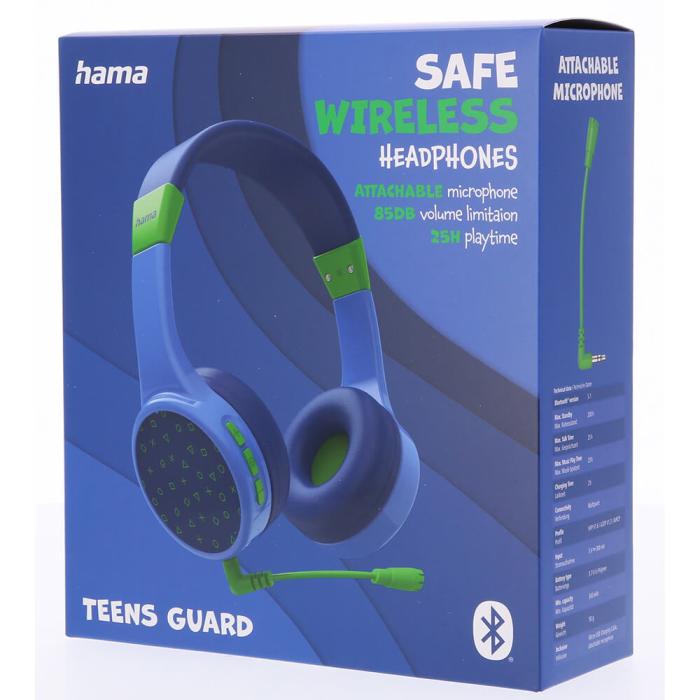 Hama - HAMA Hörlur Teens Guard On-Ear Trådlös 85dB - Blå