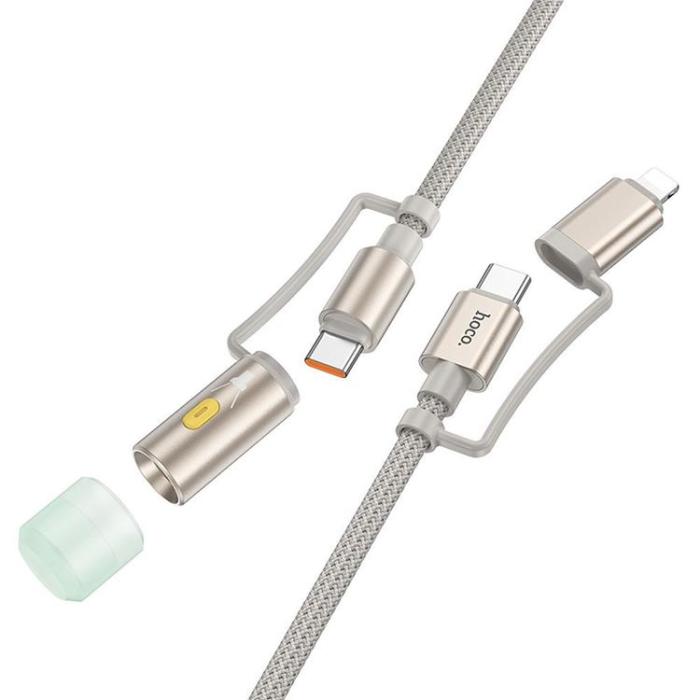 Hoco - Hoco USB-C/Lightning Till USB-C, LED-ljus 60W 3A Kabel 1.2m U138 - Grå