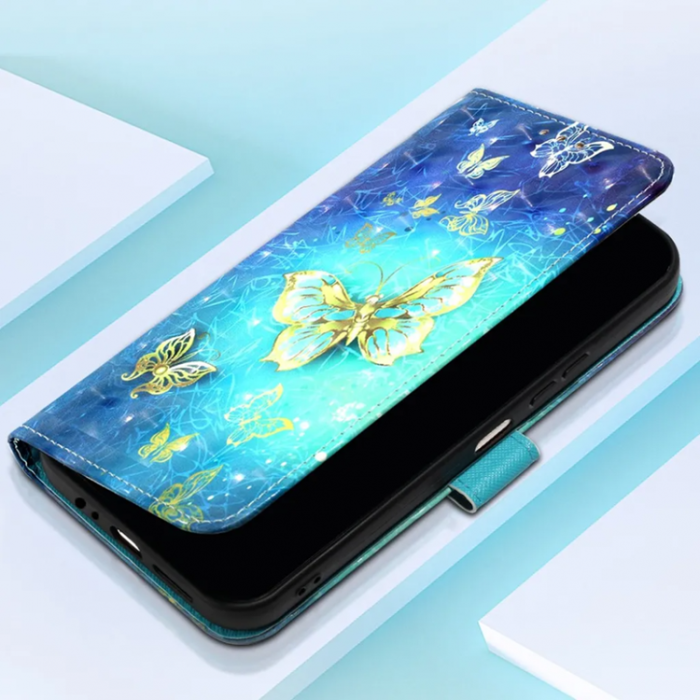 Taltech - Galaxy A14 5G/4G Plånboksfodral Mönster - Gyllene Fjärilar