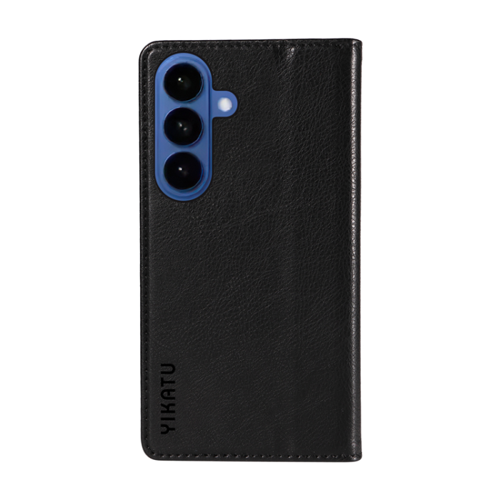YIKATU - YIKATU Galaxy S26/S26 Pro Plånboksfodral Litchi Läder - Svart