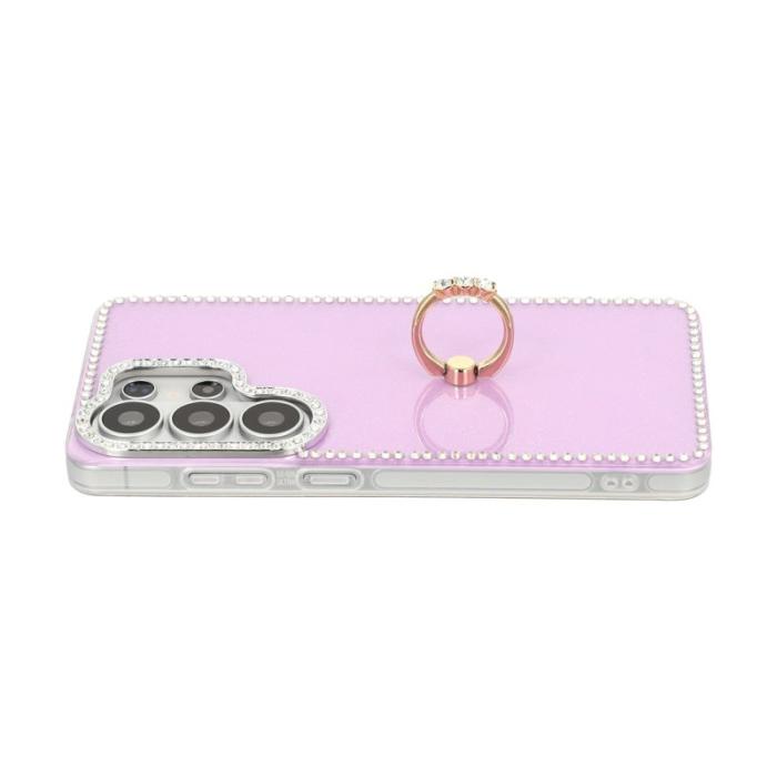 OEM - Mobilskal för Samsung Galaxy S26 Ultra Ring Kickstand TPU + PC - Glittrande Lila