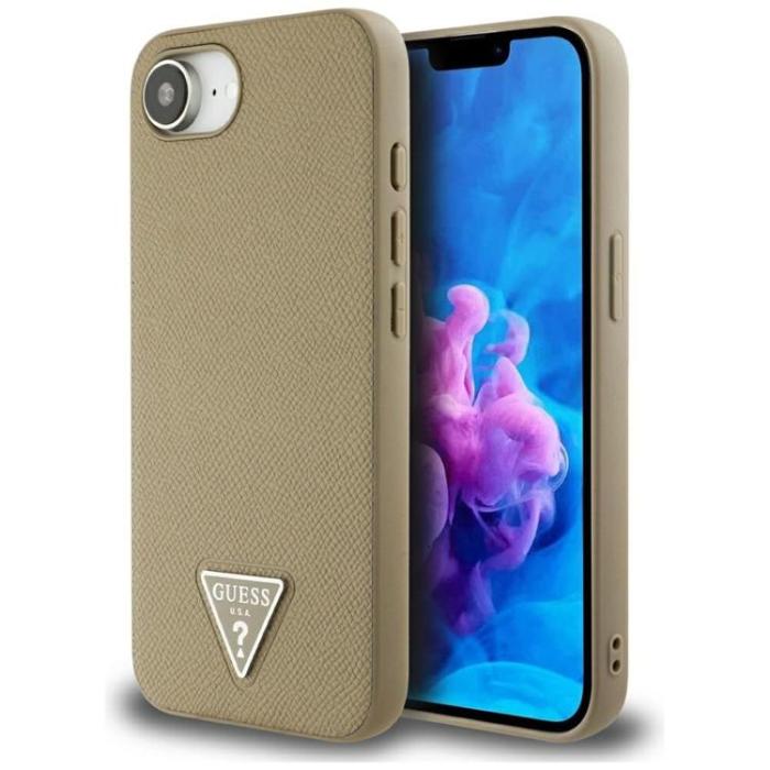 Guess - Guess iPhone 16e Mobilskal MagSafe Grained Triangle - Brun