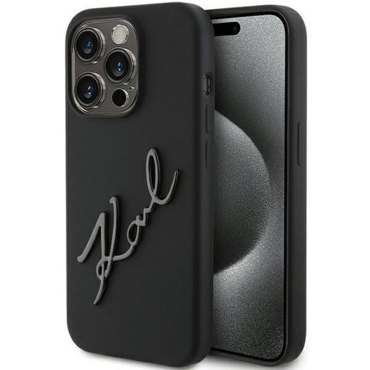 KARL LAGERFELD iPhone 15 Pro Mobilskal Silikon Karl Script - Svart | 2353 | AlltMobil